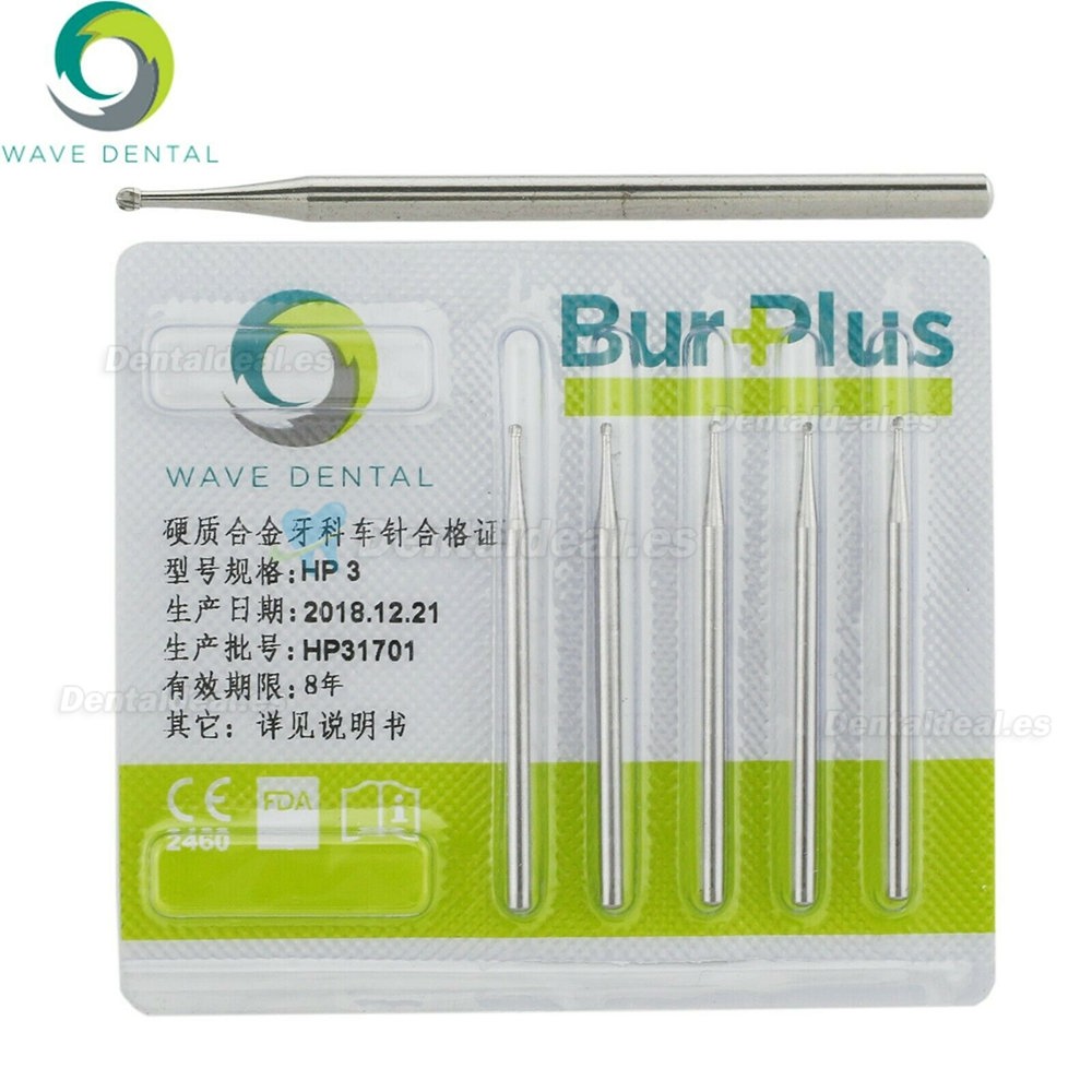 10Pcs Wave Dental Carbide Straight Handpiece Burs Round HP 3# Burs